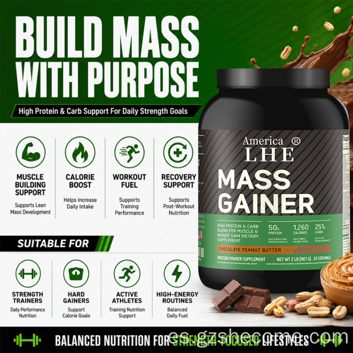 Shecome Mass Gainer Powder Recuperación muscular Soporte de peso